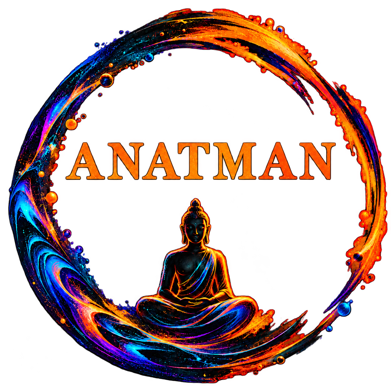 Логотип Anatman: Будда внутри цветного кольца