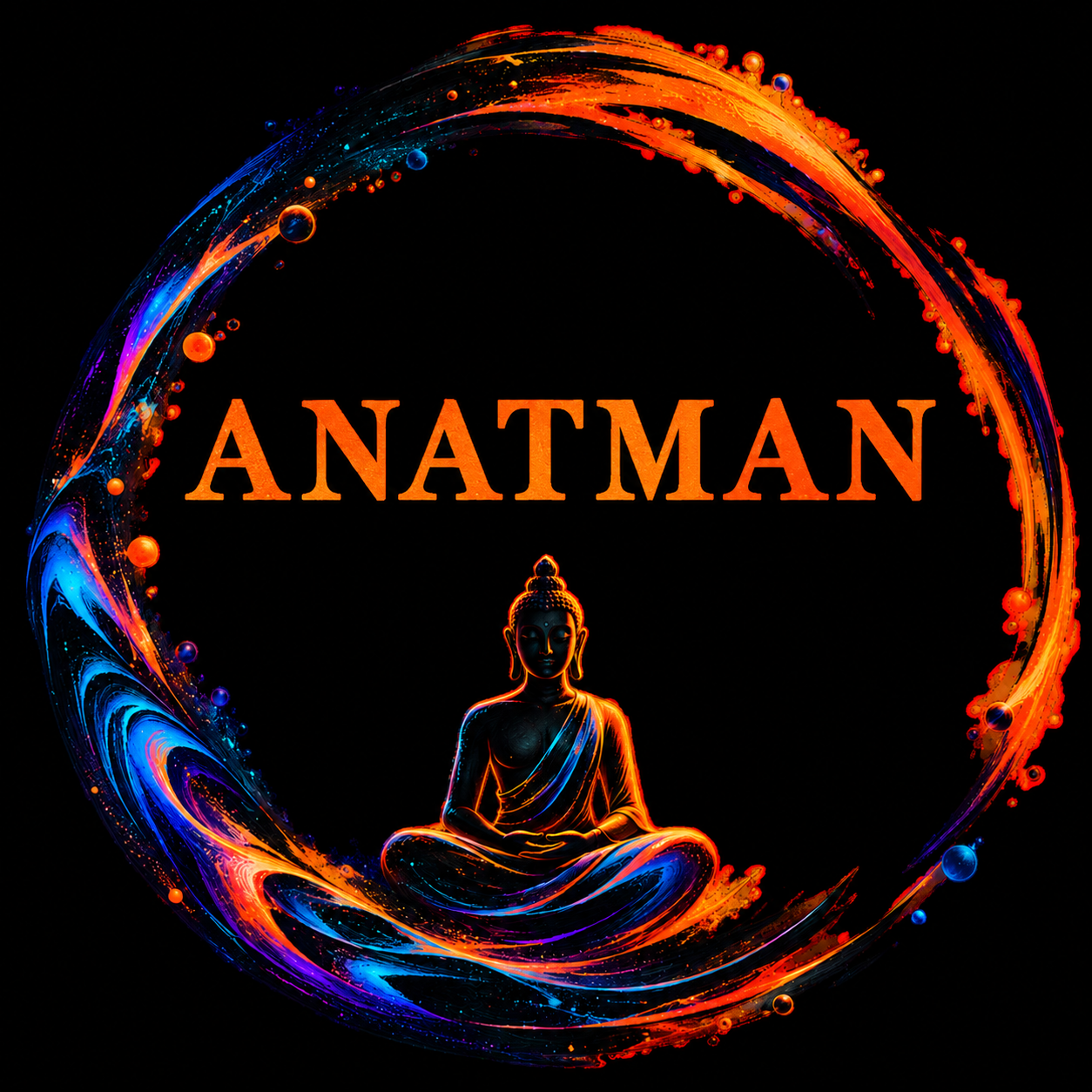 Логотип Anatman: Будда внутри цветного кольца